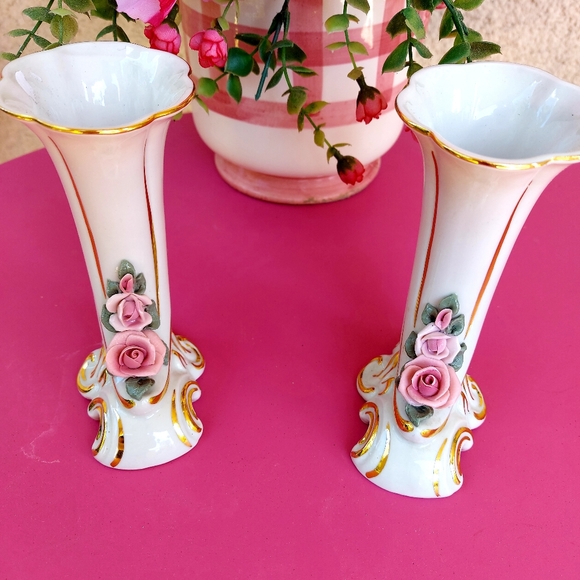 Dresden Other Vintage Porcelain German Dresden Vases Candle Holders